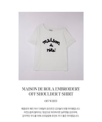 Rolarola Embroidery Off Shoulder Tshirt Off White（Instock）