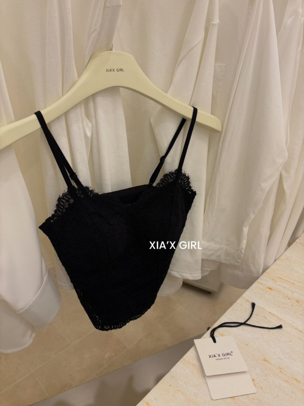 Kelly Designs Soft Ribbed Lace Tank with Built-In Bra Top (Instock)