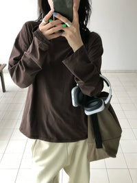 Korean Melt Soft Long Sleeve Tee – Brown (Instock)