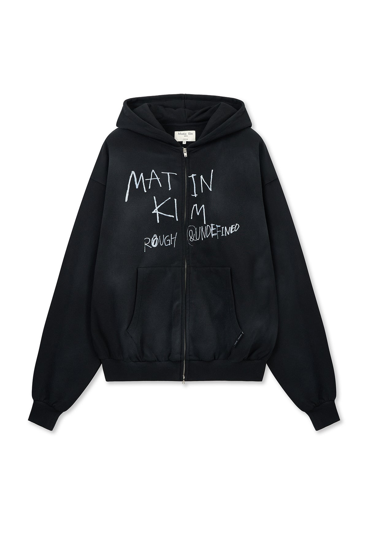 Matin Kim VINTAGE WASHED GRAFFITI HOODY ZIP UP IN BLACK (Instock)
