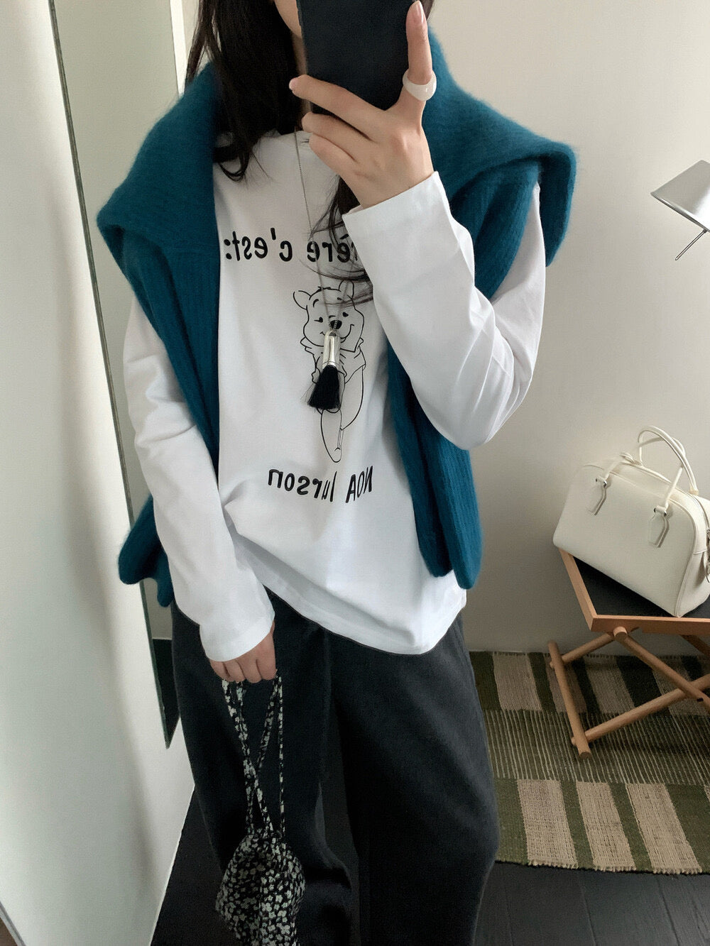 Kelly Designs French Bear Graphic Long-Sleeve Tee – “Mon frère c’est” (Instock)