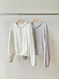 Korean Lightweight Hoodie Zip-Up - Lavender Gray (Instock)