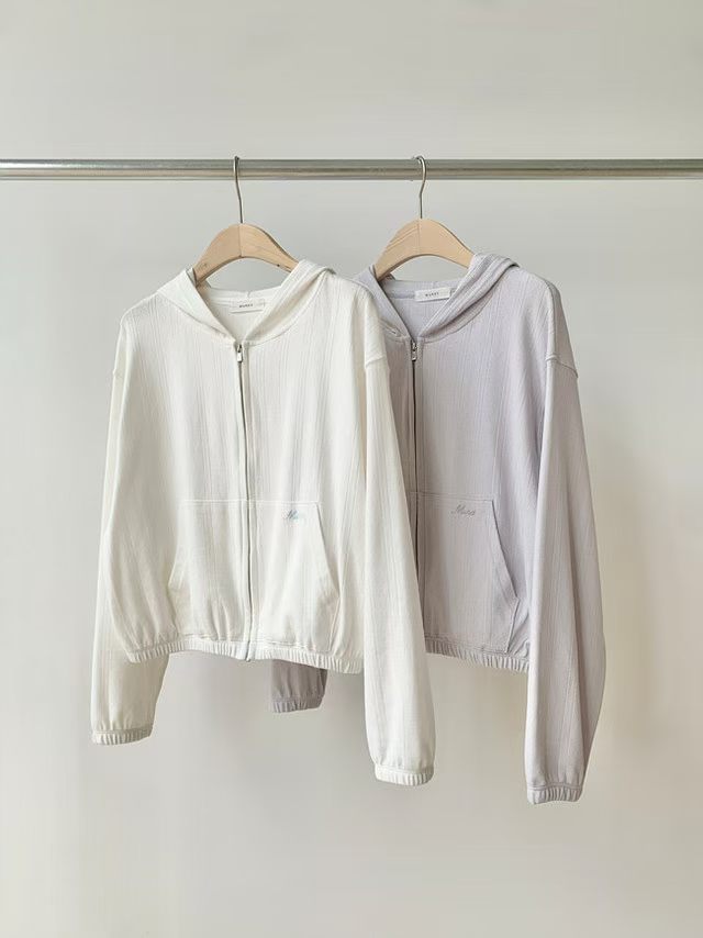 Korean Lightweight Hoodie Zip-Up - Lavender Gray (Instock)
