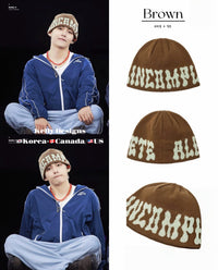 Korean BTS V Inspired Logo Jacquard Knit Beanie (Preorder)