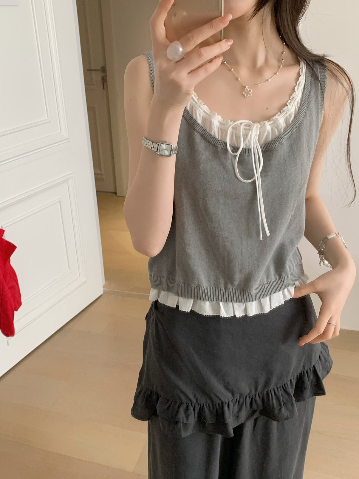 Kelly Designs Fake 2pcs tank top-2 Colors（Instock)