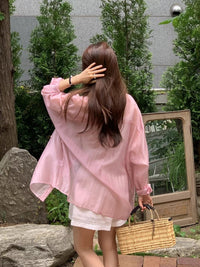 Korean APM Collection Stripe Pink Blouse & Shorts (Instock)