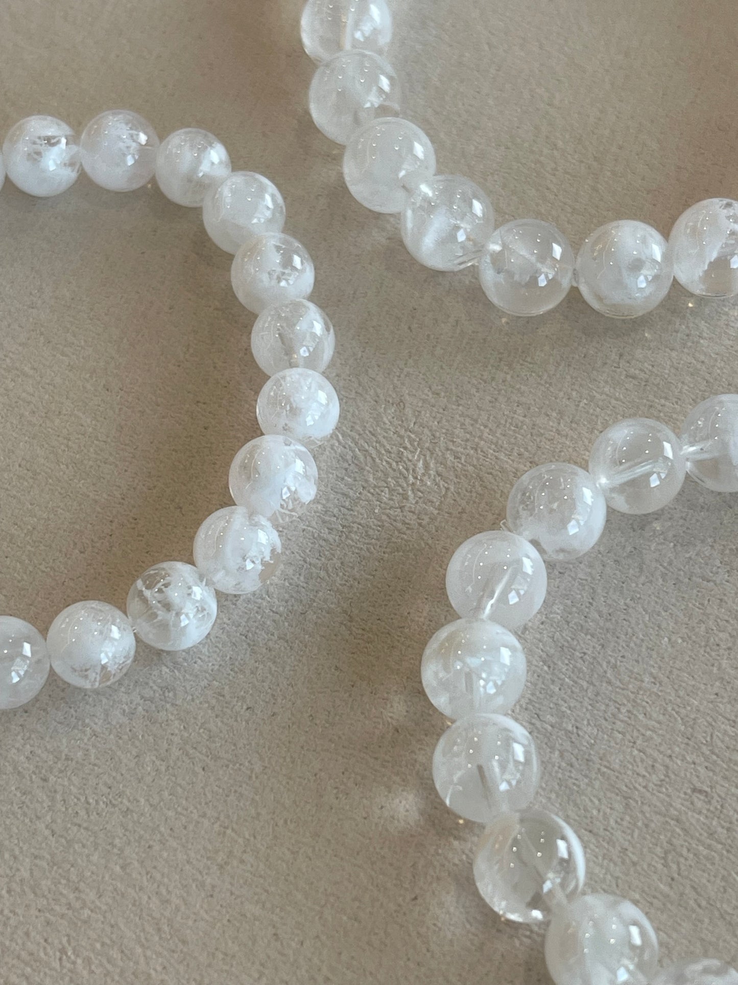 Kelly Designs White Snow Ghost Natural Crystal Bracelet (Instock)