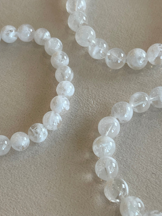 Kelly Designs White Snow Ghost Natural Crystal Bracelet (Instock)