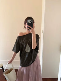 Kelly Designs Off Shoulder Print Tshirt (Instock)