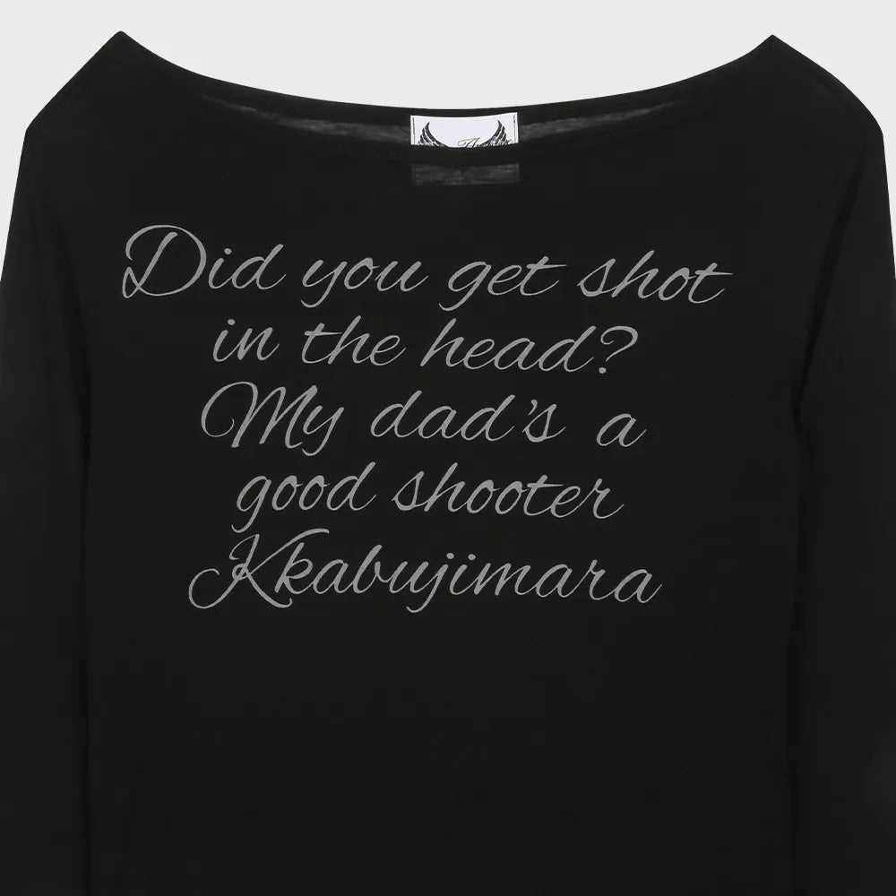 Gila Archive Lettering Sheer Wool-Blend Long Sleeve Top – Black (Instock)