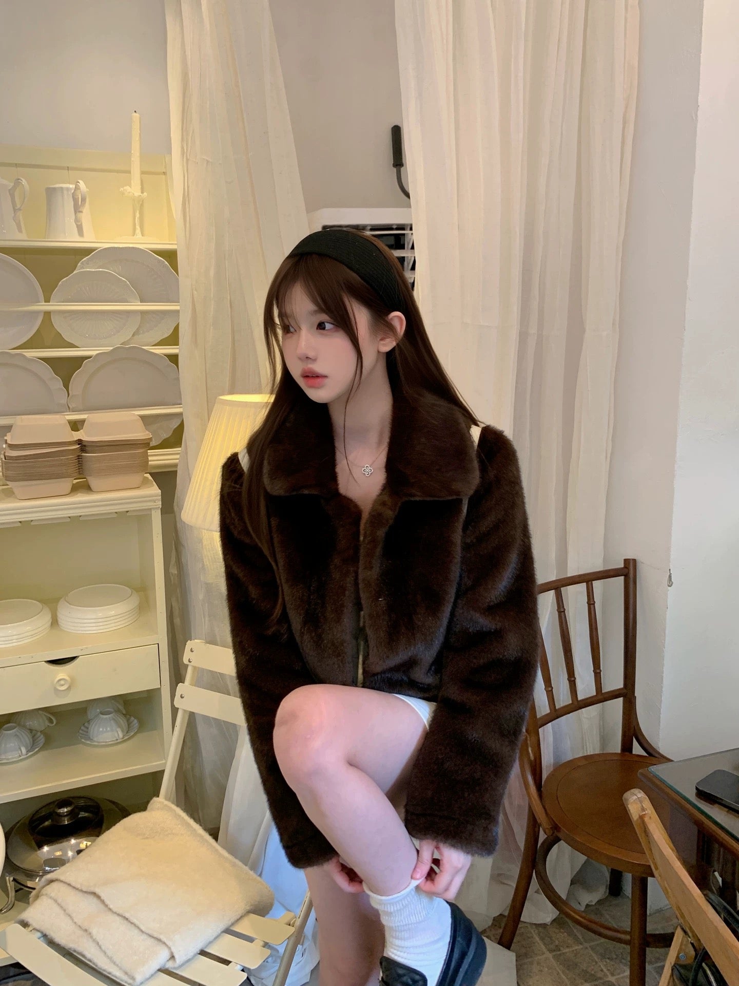 Kelly Designs Chic Faux Mink Short Jacket – Eco-Friendly Plush Fur Brown Coat (Instock)