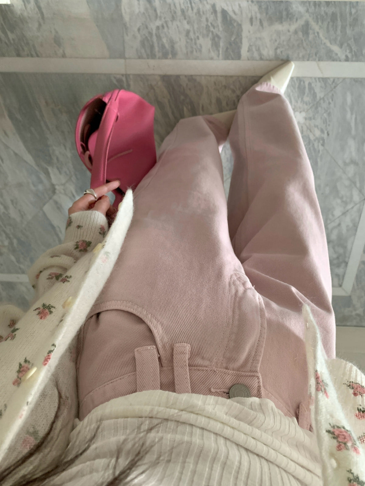 Kelly Designs Soft Pink Straight-Leg Jeans – Vintage Casual Fit(Instock)