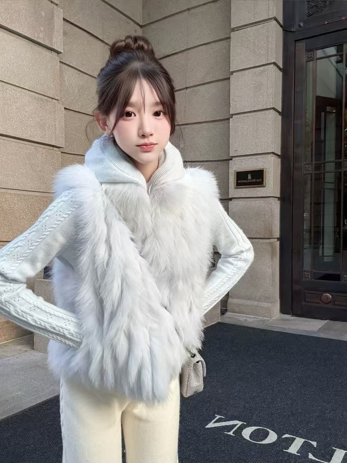 Kelly Designs 4 Colors Fox Fur Trim Vest with Car Stripe Design (Instock)