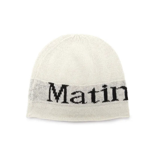 MATIN KIM LOGO JACQUARD SHORT BEANIE IN WHITE (Instock)