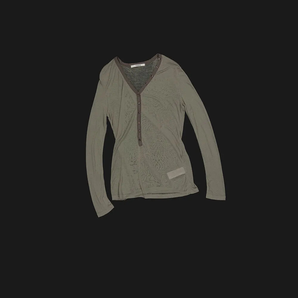 Korean Verso Henley V-neck Top (Instock)