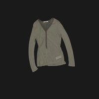 Korean Verso Henley V-neck Top (Instock)
