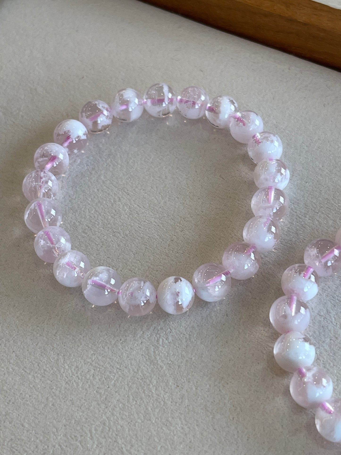 Kelly Designs Natural Pink Ghost Crystal Bracelet (Instock)
