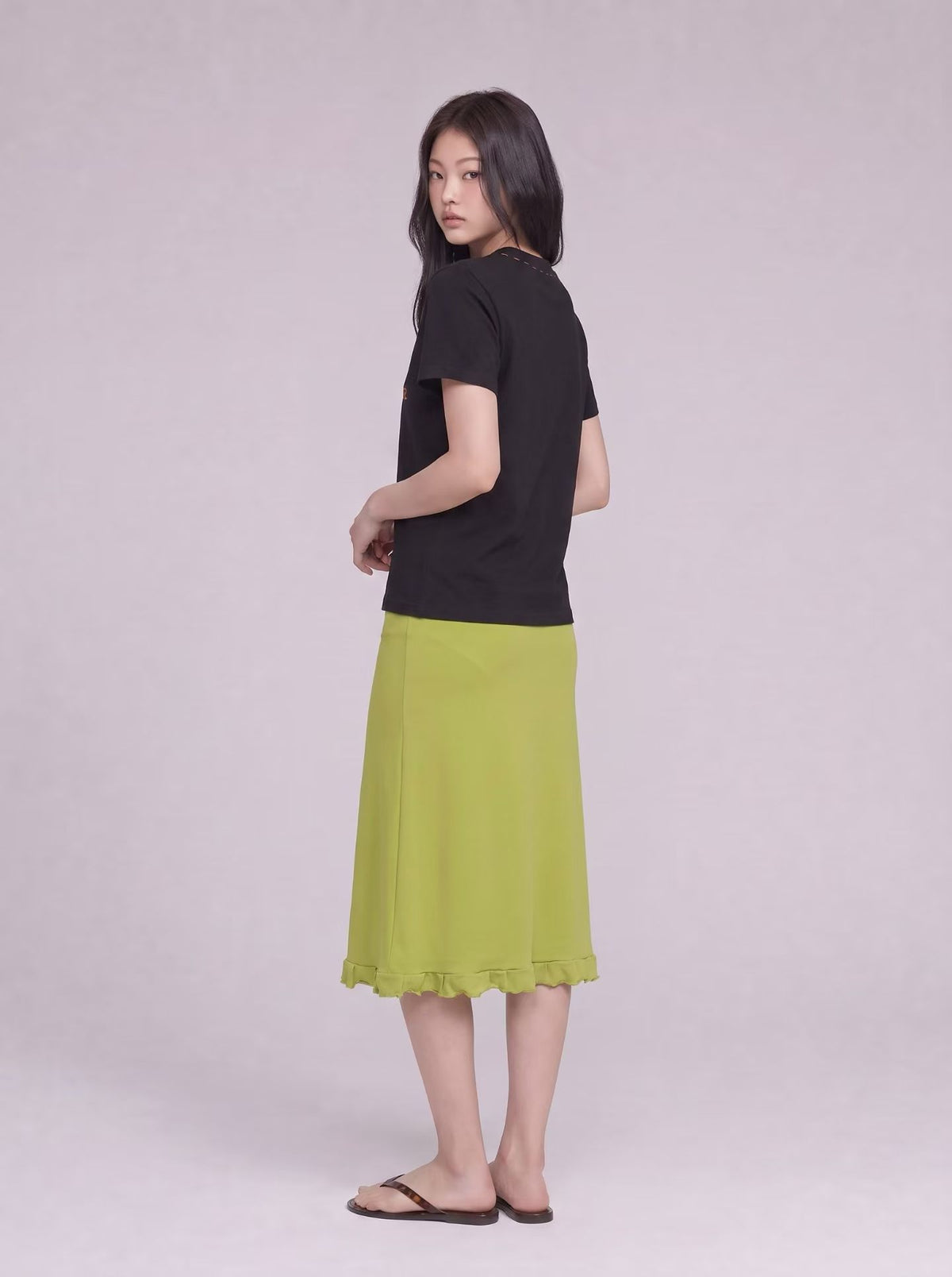 Korean APM Collection Hand Made Pear Black Tshirt (Instock)