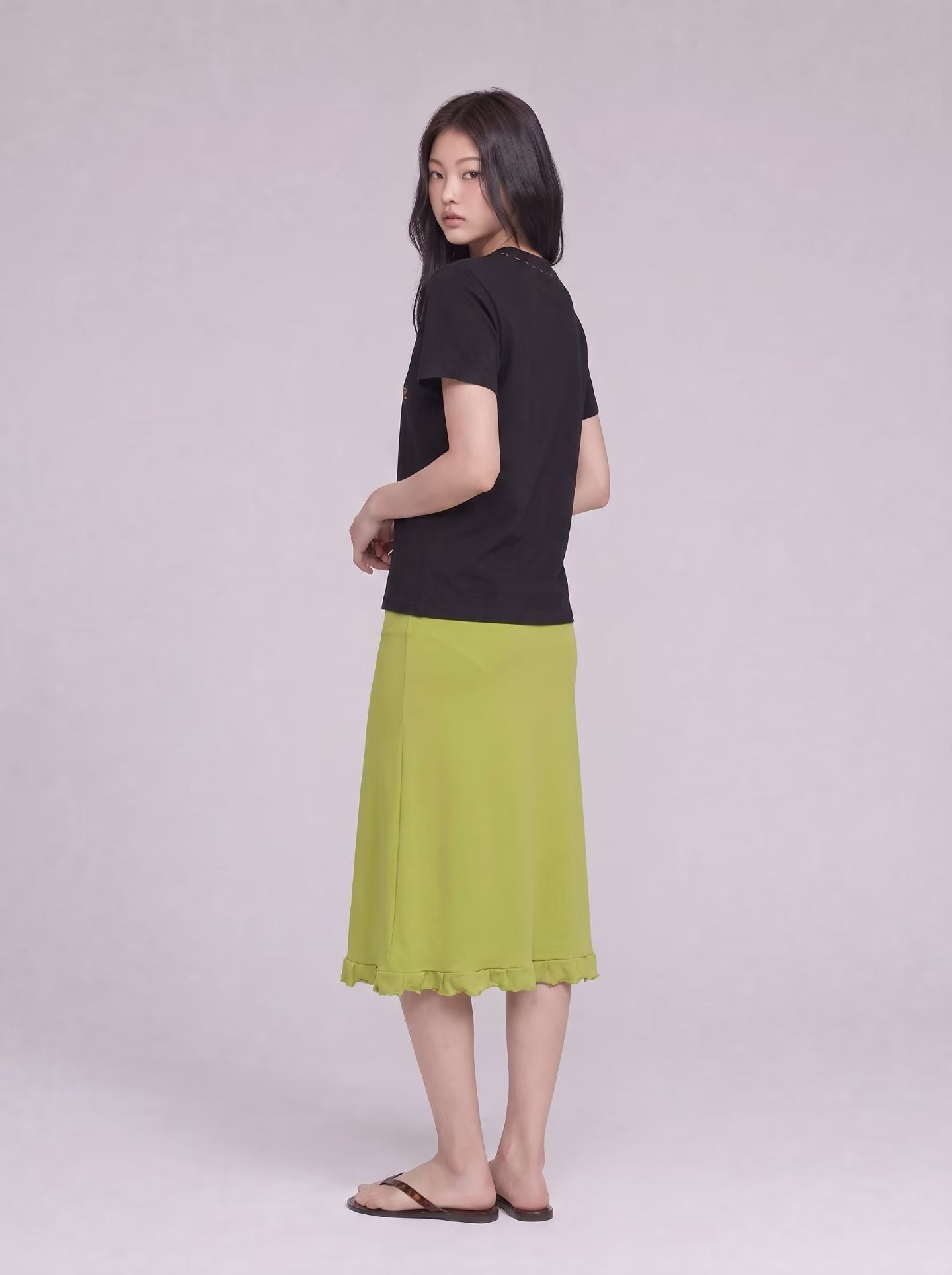 Korean APM Collection Hand Made Pear Black Tshirt (Instock)