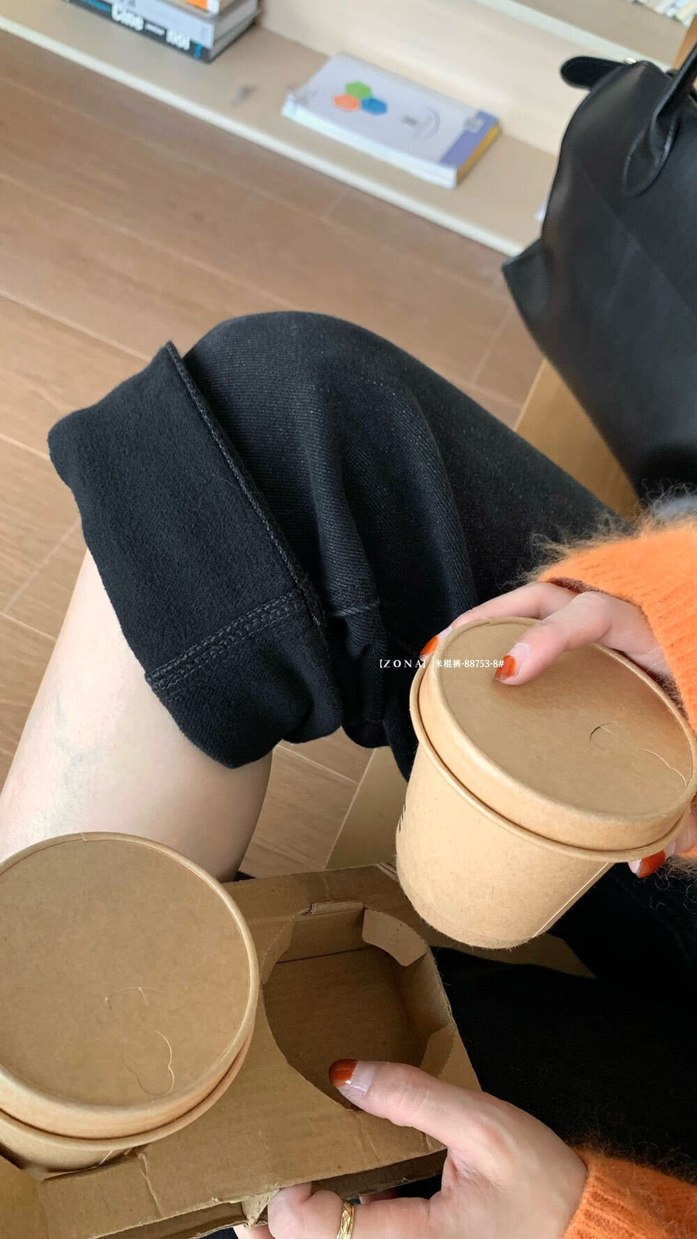 Kelly Designs Fleece-Lined Straight Denim Black Pants(Instock)