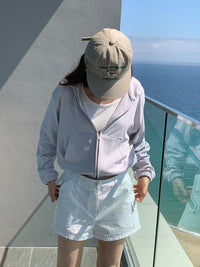 Korean Lightweight Hoodie Zip-Up - Lavender Gray (Instock)
