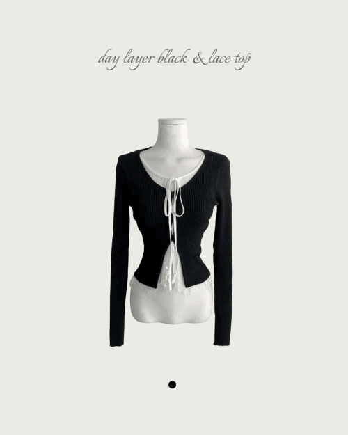 Korean Brand Day Layer Black & Lace Top (Preorder)