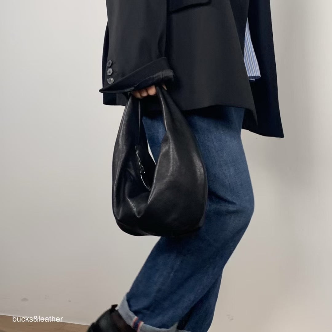 Korean APM Collection BUCKS&LEATHER Black Leather Bag (Instock)