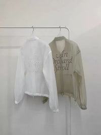 Korean APM Collection Embroidered Sheer Zip-Up Jacket (Instock)