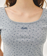 Marithe W FLOWER SLIM CROP TEE melange gray (Instock)
