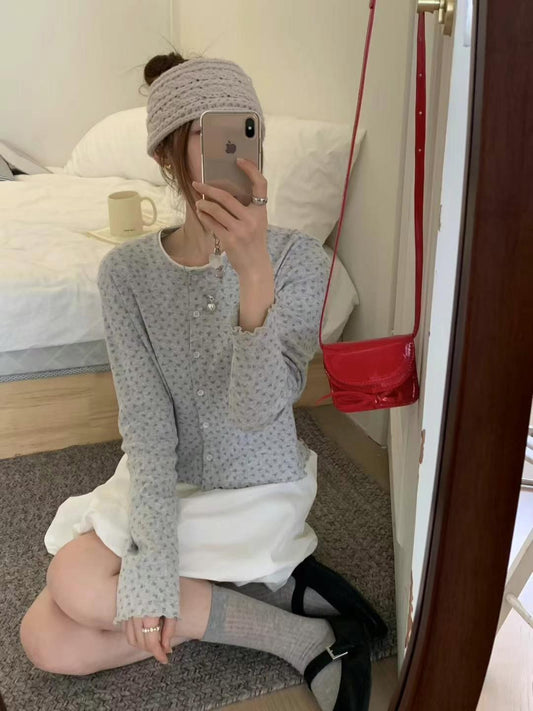 Kelly Designs Floral Knit Grey Cardigan (Instock)