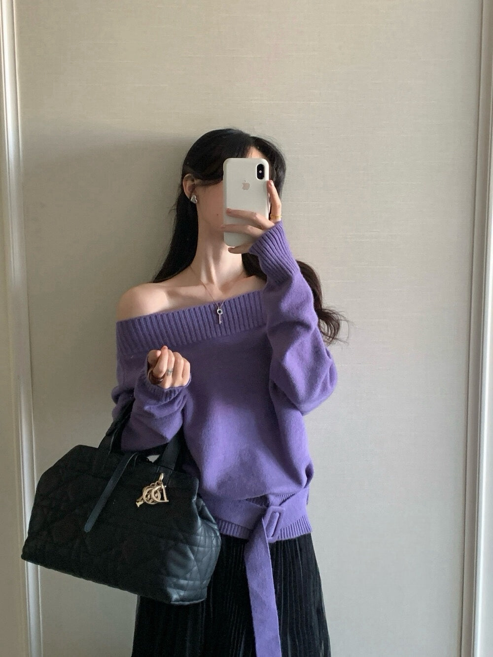 Kelly Designs Purple Wool Off Shoulder Top (Instock)