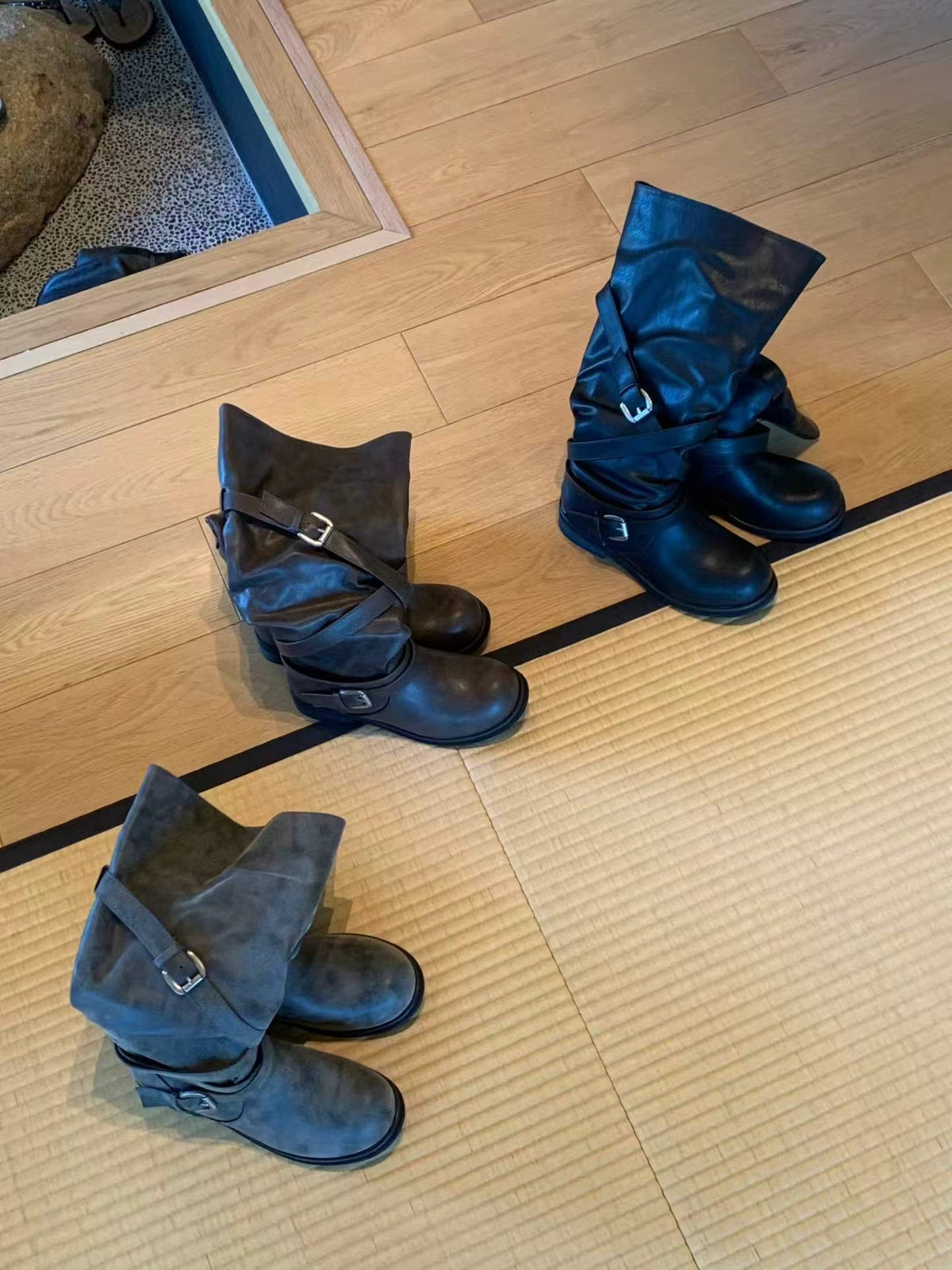 Kelly Designs Vintage Buckle Strap Mid-Calf Boots (Instock)