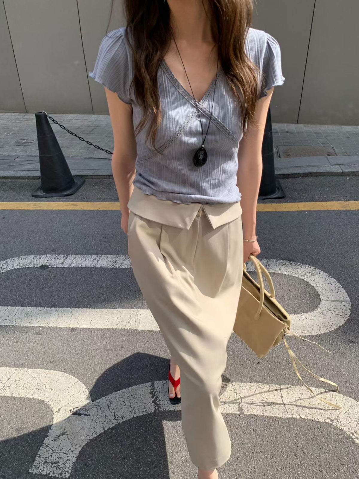 Korean APM Collection V neck Top - 3  Colors (Instock)