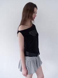 Rolarola LETTERING DRAPE OFF SHOULDER T-SHIRT BLACK (Instock)