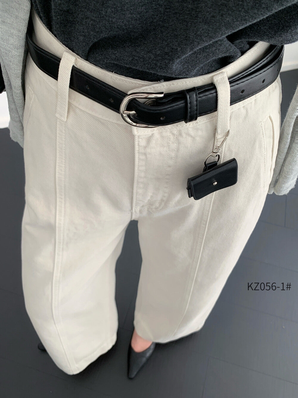 Kelly Designs Petite-Friendly Fall New High-Waist Straight-Leg Denim Pants (with Belt) (Instock)