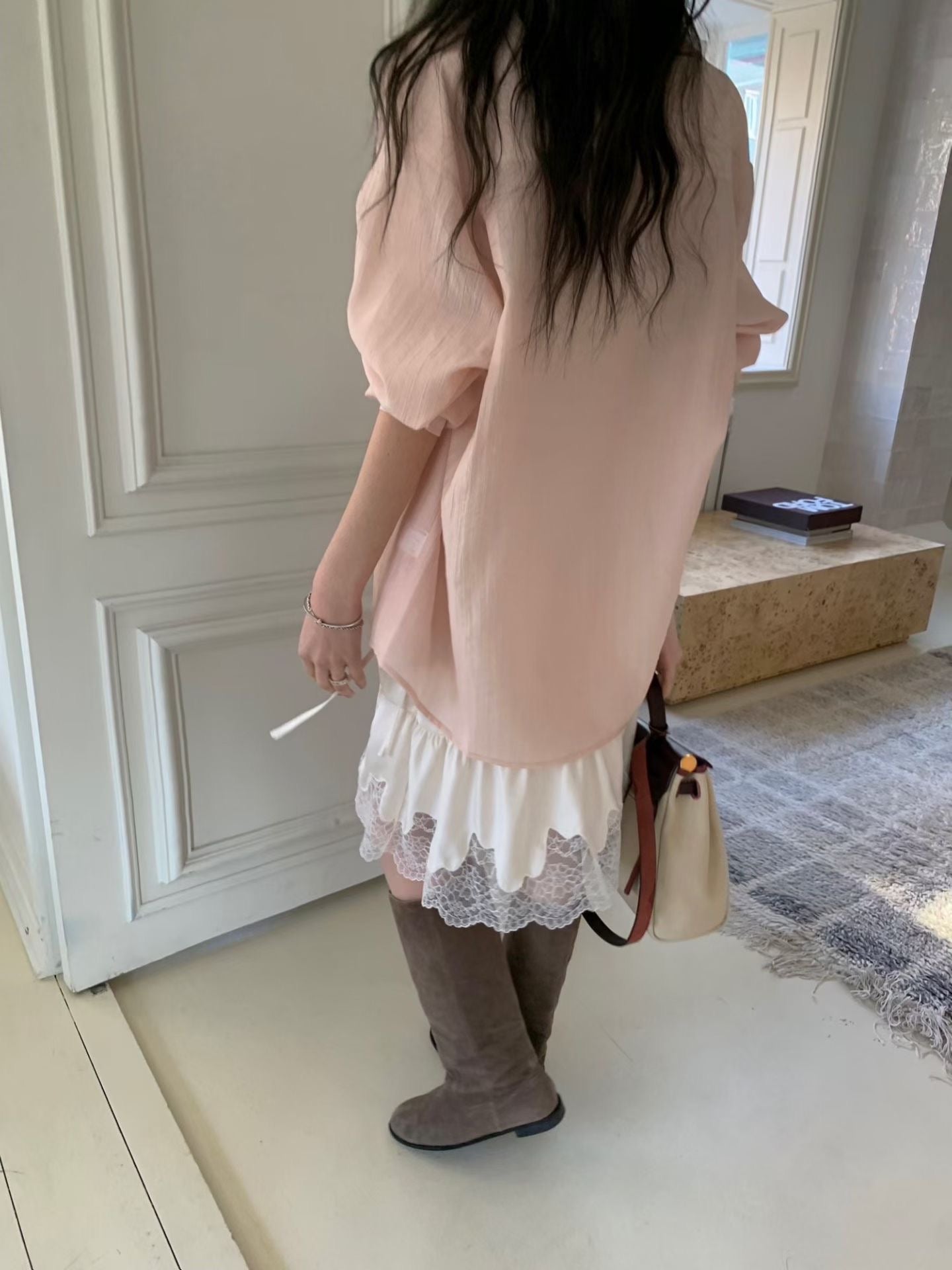 Korean APM Collection Spring Shirt-Khaki/Pink (Instock)
