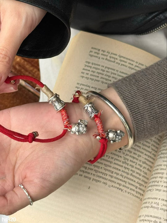 Kelly Designs Red String Lucky Bracelet with Sterling Silver Charms (Instock)