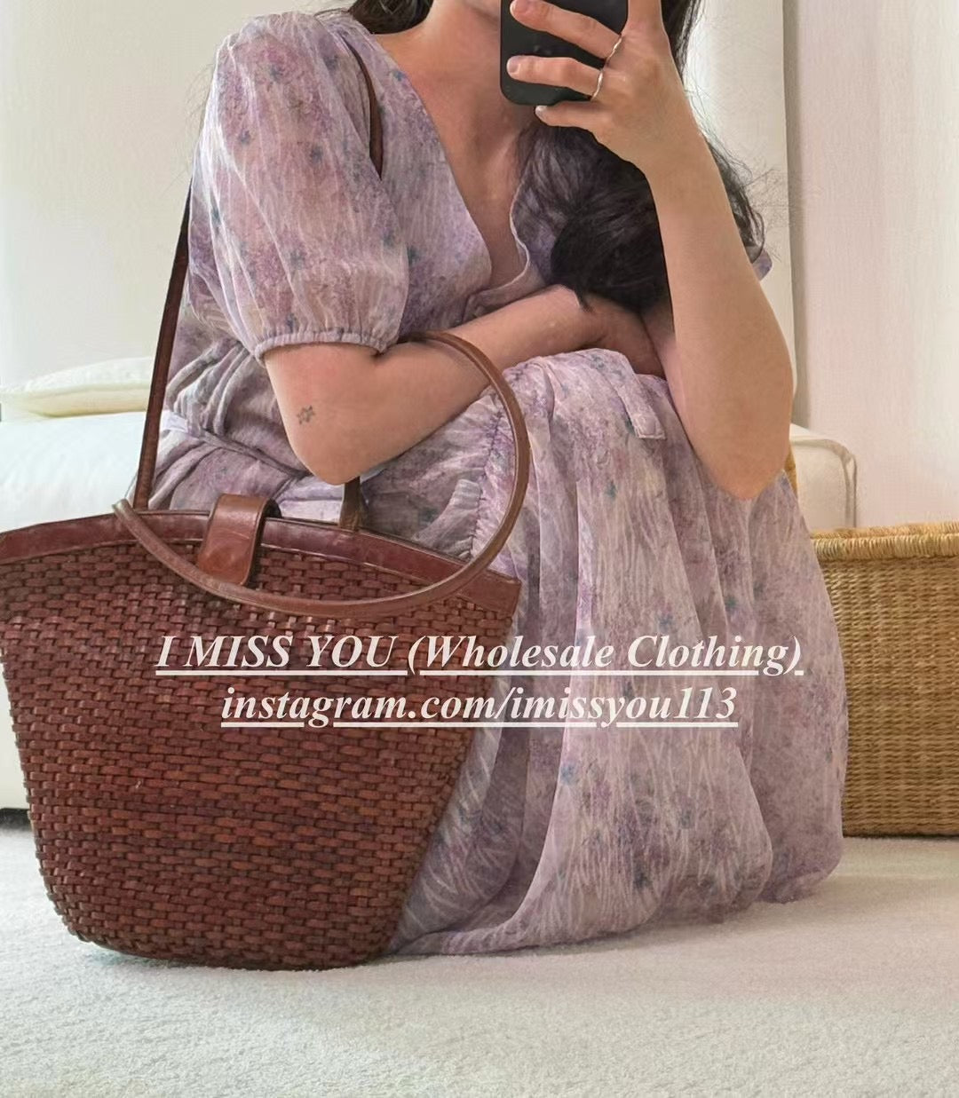 Korean APM Collection I Miss You Purple Flower Dress (Instock)