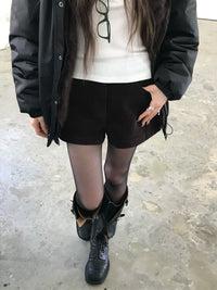 Korean APM Collection Fleece-Lined Corduroy Shorts (Instock)