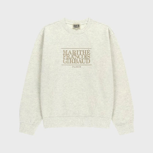 Marithe W Embroidery Classic Logo Sweatshirt Oatmeal(Instock)