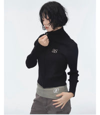 Ason Maron Knit Zip-Up – Black (Instock)