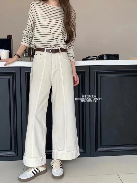 Kelly Designs Beige Jeans With Belt (Instock)