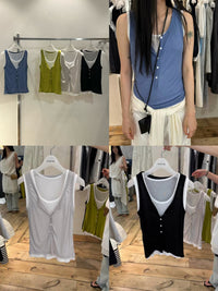 Korean APM Collection Fake 2Pcs Tank Top - 3 Colors (Instock)
