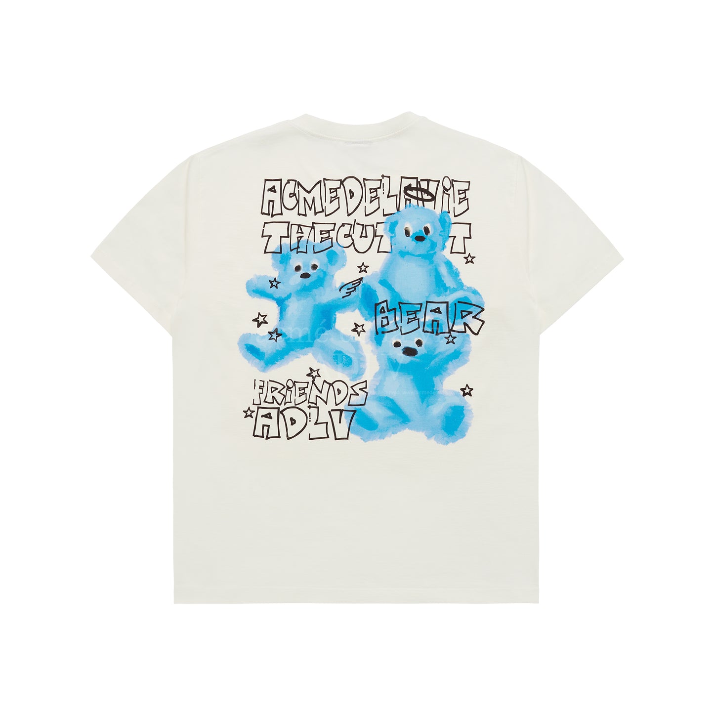 ADLV CRAYON THREE BEAR ARTWORK SHORT SLEEVE WHITE T-SHIRT (Instock)