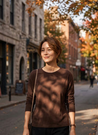 Korean Melt Soft Long Sleeve Tee – Brown (Instock)