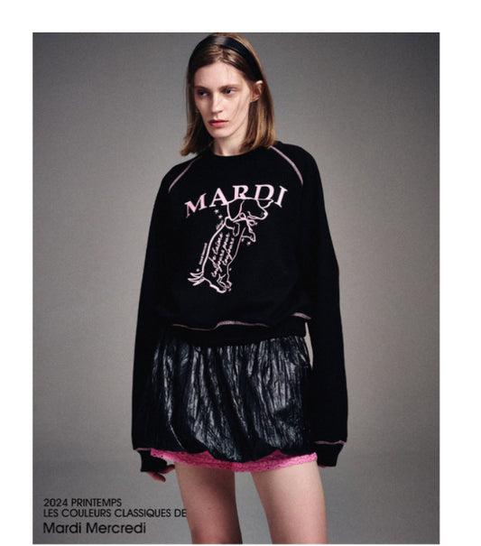 Mardi Mercredi SWEATSHIRT RAGLAN SWING THE TAIL DDANJI_BLACK PINK(preorder)