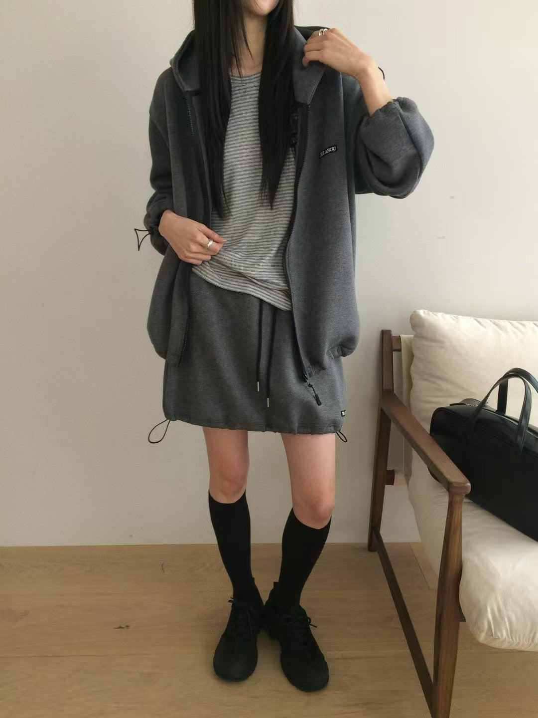 Korean APM Collection Spring Casual Jacket-Navy/Grey (Instock)