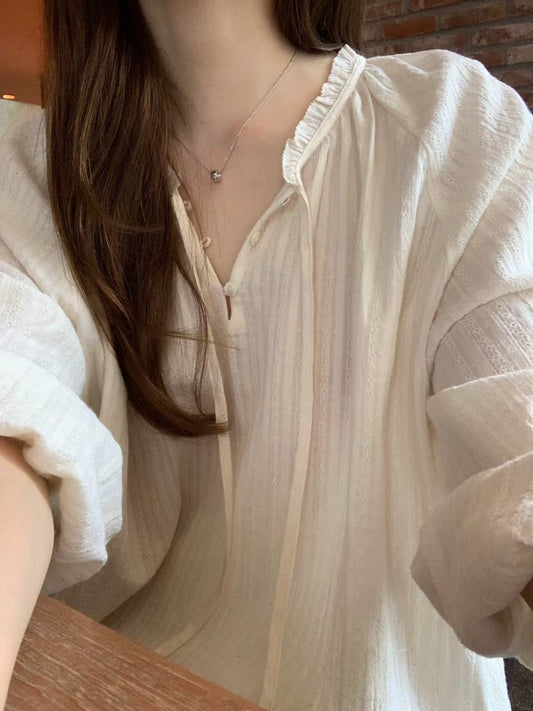 Korean APM Collection Ounce Beige Blouse (Preorder)
