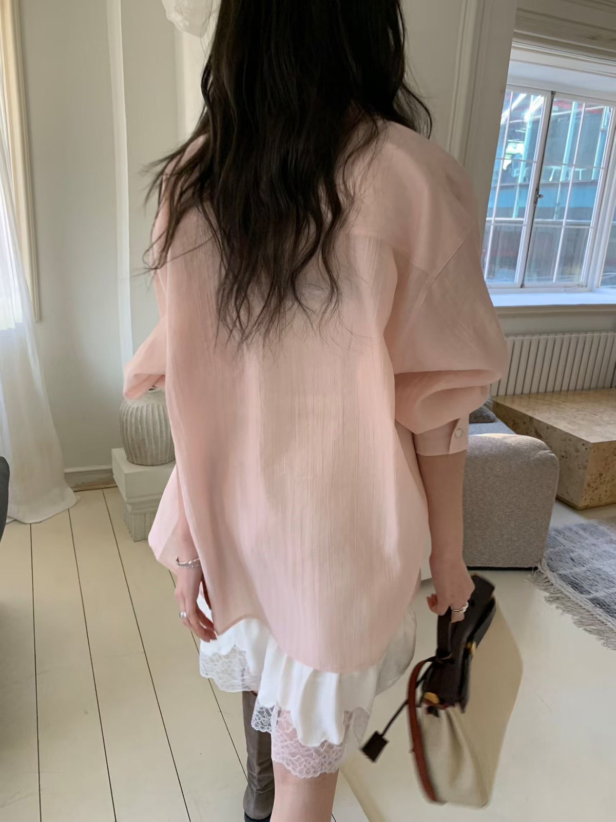 Korean APM Collection Spring Shirt-Khaki/Pink (Instock)