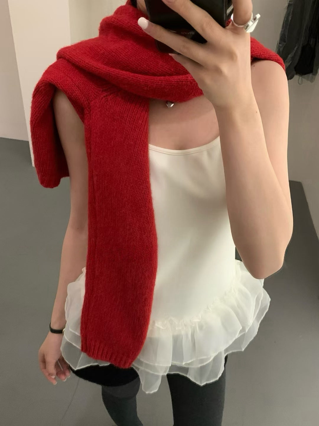 Kelly Designs 2Pcs Red Cardigan and inner tank top Set (Instock)